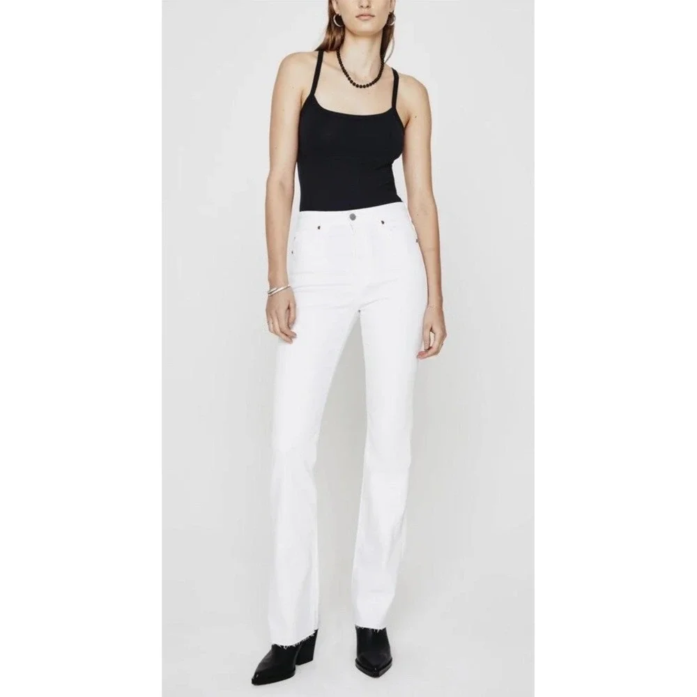 Adriano Goldschmied Sz 32 AG Alexxis Boot White High Rise Vintage Fit Jeans